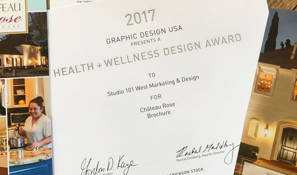 Winner of 2017 Heal and Wellness Design Award - Studio 101 West Marketing & Design - Chateau Rose Assisted Living Brochure