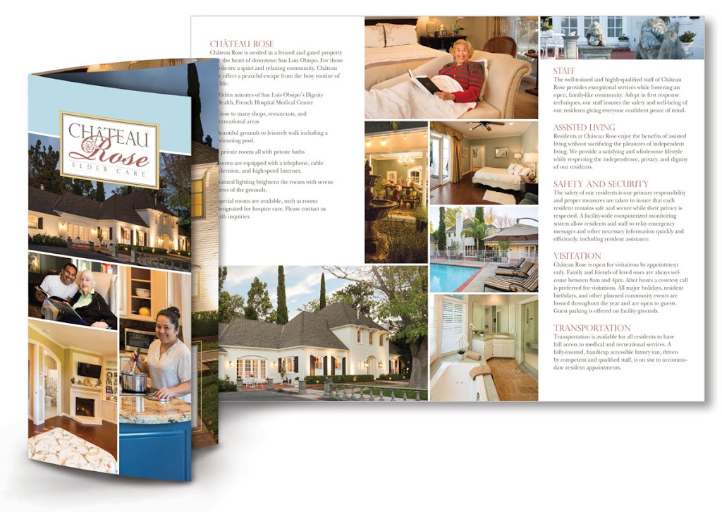 Chateau Rose Assisted Living San Luis Obispo - Brochure Designer - Print Specialist - Branding Design - Marketing Material - Studio 101 West Marketing & Design