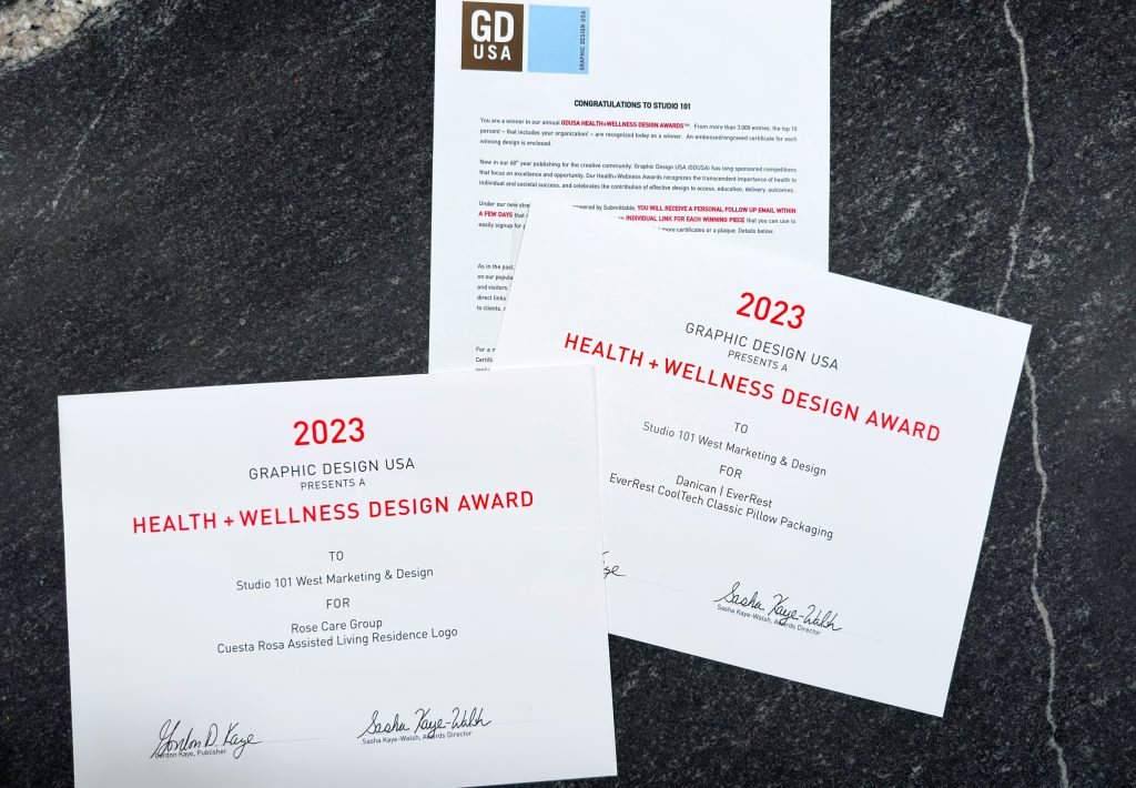 GDUSA Health + Wellness Design Awards - 2023 - Logo Design - Packaging Design - Studio 101 West Marketing and Design