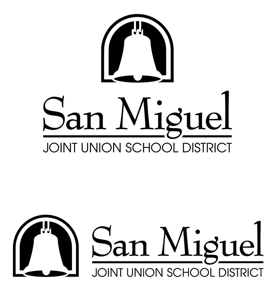 San Miguel Joint Union School District Black and White logo - Studio 101 West Marketing and Design - GDUSA 2023 Award Winner