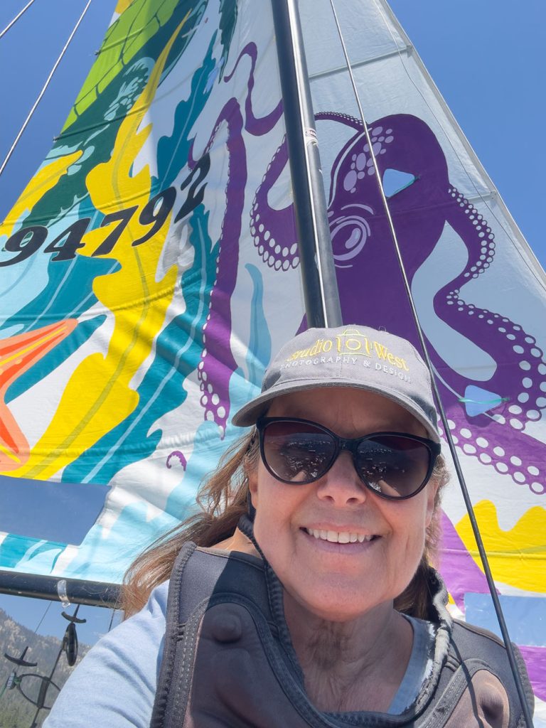 Sailing - Huntington Lake - California - Custom Painted Sail - Hobie 16 - Deborah Swanson - Studio 101 West Design & Marketing