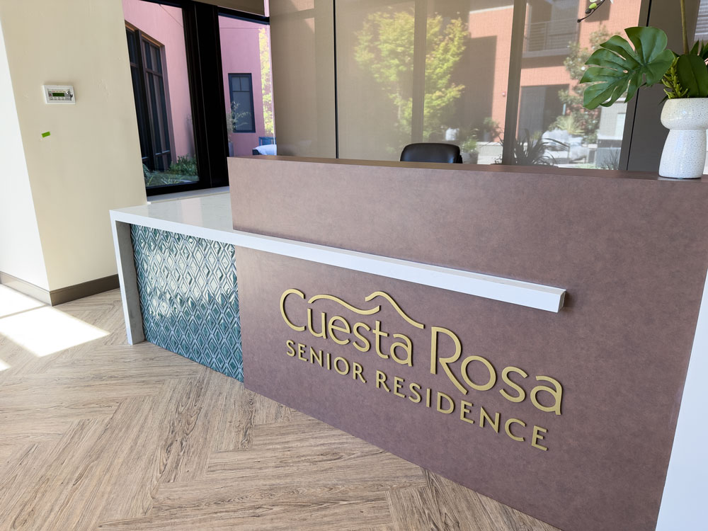 Cuesta Rosa Senior Residence - Front Desk Signage - interior signage - Studio 101 West Design & Marketing