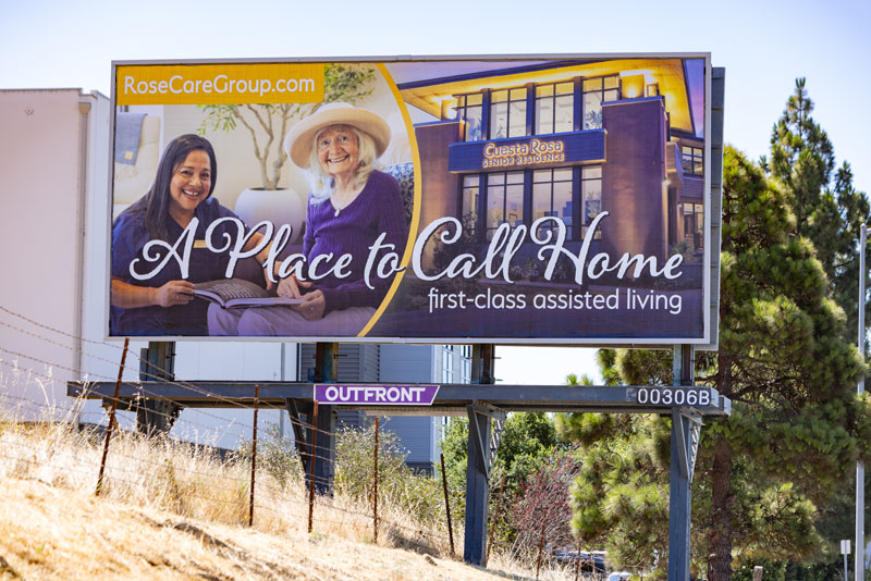 First Class Assisted Living - Cuesta Rosa Senior Residence - Rose Care Group - Billboard Design - Large Scale Project - Architectural Photography - Lifestyle Photography - San Luis Obispo California - Studio 101 West Design & Marketing - Studio 101 West Photography