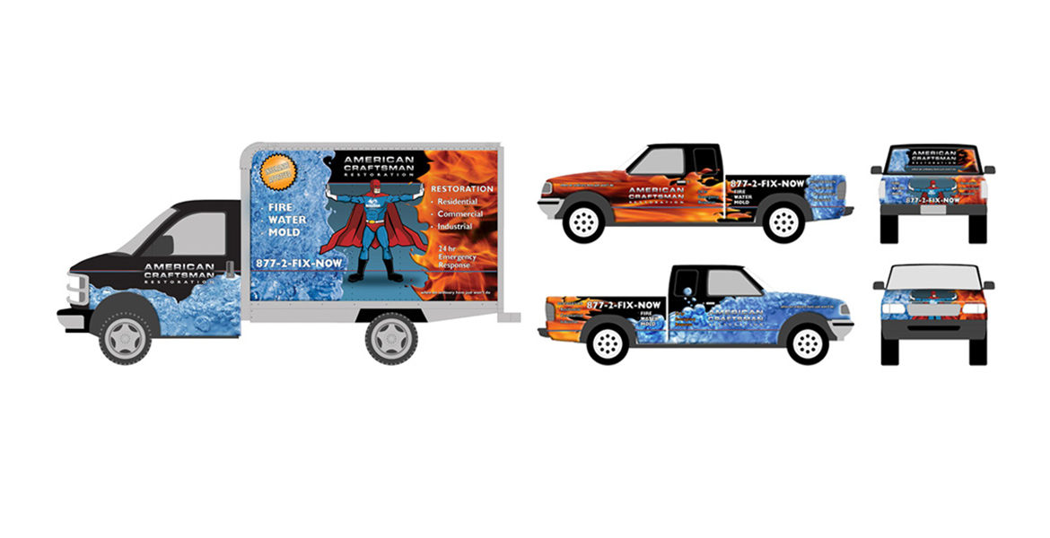 American Craftsman Vehicle Wrap - Graphic Designer large scale graphics - Truck Graphics - Studio 101 West Marketing & Design - Graphic Designer
