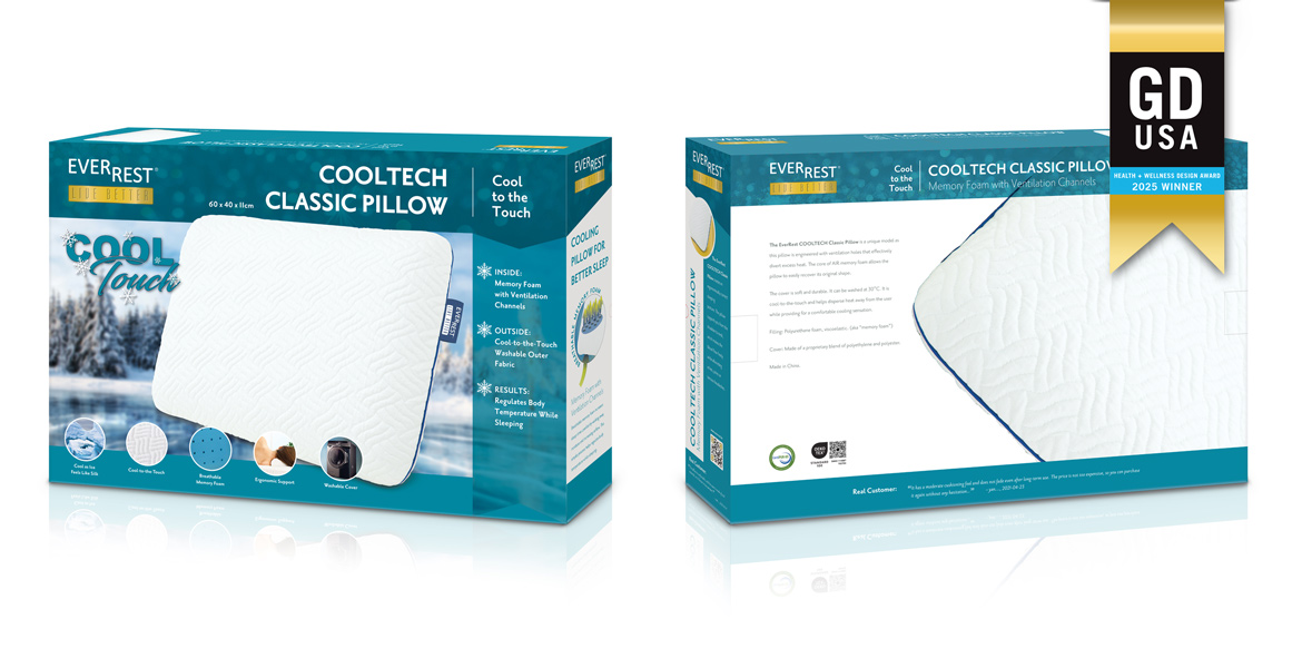 Award Winning Packaging Design - Memory Foam Pillow Box Design - Graphic Design USA Awards Winner - GDUSA American Graphic Design 2025 Winner - Graphic Design Near me in San Luis Obispo - Graphic Designer- Studio 101 West Marketing and Design