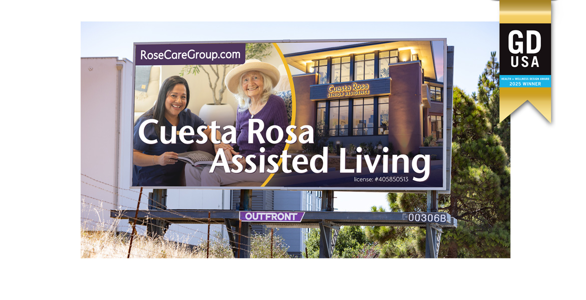 Award Winning Billboard Design - Assisted Living Facility Marketing Firm - Graphic Design USA Awards Winner 2025 - GDUSA American Graphic Design 2025 Winner - Graphic Design Near me in Atascadero - Graphic Designer- Studio 101 West Marketing and Design