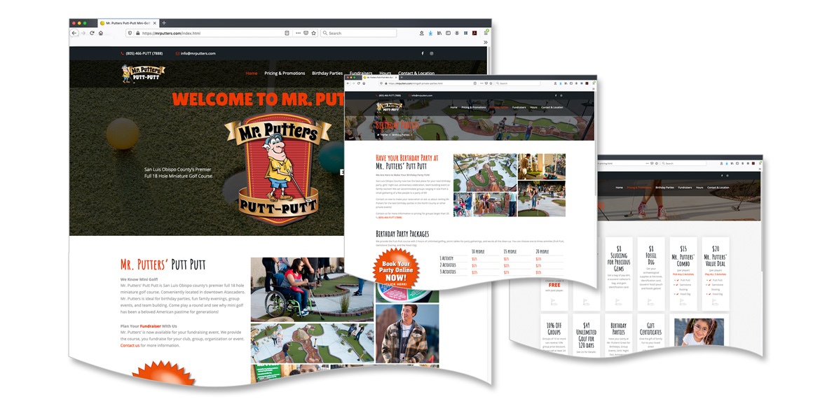 Mr Putters Mini Golf Website Design - Website Design and Development Firm - Studio 101 West Marketing and Design